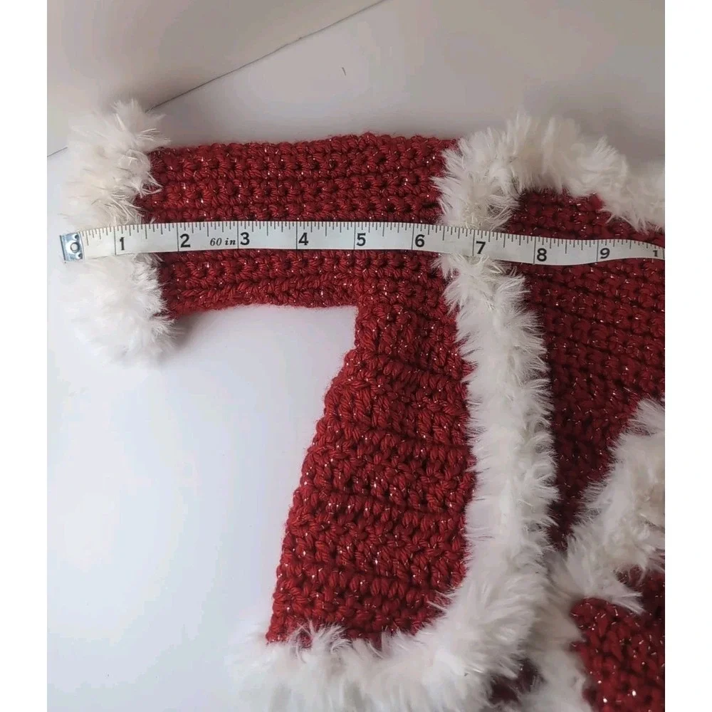 Baby Holiday Sweaters Crochet Handmade Red & White Set Of Three Vintage Matching